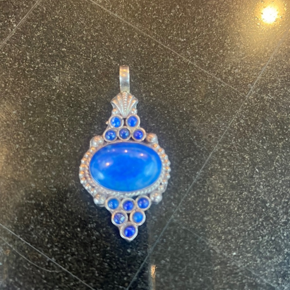 Lapis stone charm silver